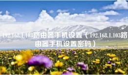 192.168.1.103路由器手机设置（192.168.1.103路由器手机设置密码）