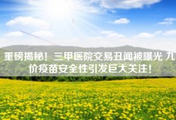 重磅揭秘！三甲医院交易丑闻被曝光 九价疫苗安全性引发巨大关注！