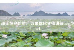 超详细竞价推广效果优化实操讲解-sem学习