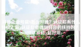 抖音企业号蓝V怎么开通？认证后有什么特权？蓝V认证后会得到抖音的扶持吗？ 2024技术攻略!(超好用)