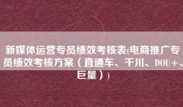 新媒体运营专员绩效考核表(电商推广专员绩效考核方案（直通车、千川、DOU+、巨量）)