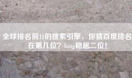 全球排名前11的搜索引擎，你猜百度排名在第几位？bing稳居二位！