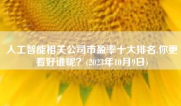 人工智能相关公司市盈率十大排名,你更看好谁呢？(2023年10月9日)