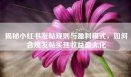 揭秘小红书发帖规则与盈利模式，如何合规发帖实现收益最大化