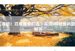 攻略！百度搜索广告＊常见4种疑难问题解答