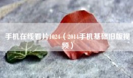 手机在线看片1024（2014手机基础旧版视频）