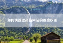如何快速提高新网站的百度权重