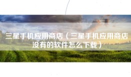 三星手机应用商店（三星手机应用商店没有的软件怎么下载）