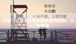 百度 SEO 排名在线点击器使用指南，从入门到精通