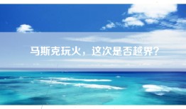 马斯克玩火，这次是否越界？