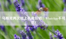 马斯克再次杠上扎克伯格：WhatsApp不可信！