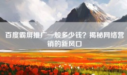 百度霸屏推广一般多少钱？揭秘网络营销的新风口