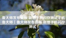 鲁大师发布新版 新增手机闪存测试手机鲁大师「鲁大师发布新版 新增手机闪存测试」