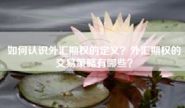 如何认识外汇期权的定义？外汇期权的交易策略有哪些？