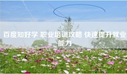 百度知好学 职业培训攻略 快速提升就业能力