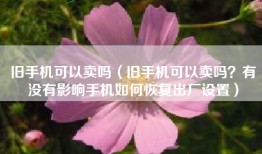 旧手机可以卖吗（旧手机可以卖吗？有没有影响手机如何恢复出厂设置）