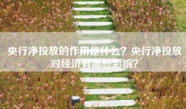 央行净投放的作用是什么？央行净投放对经济有哪些影响？