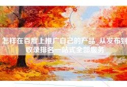 怎样在百度上推广自己的产品_从发布到收录排名一站式全部服务