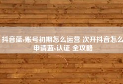抖音蓝v账号初期怎么运营 次开抖音怎么申请蓝v认证 全攻略