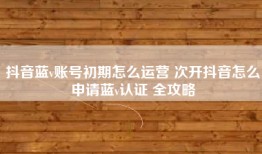 抖音蓝v账号初期怎么运营 次开抖音怎么申请蓝v认证 全攻略
