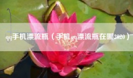 qq手机漂流瓶（手机qq漂流瓶在哪2020）