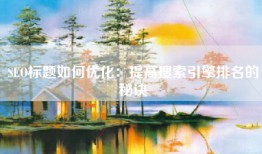 SEO标题如何优化：提高搜索引擎排名的秘诀