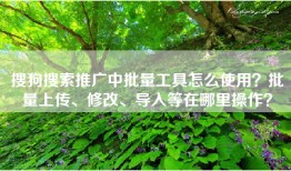 搜狗搜索推广中批量工具怎么使用？批量上传、修改、导入等在哪里操作？