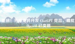 重磅！马斯克将开发 ChatGPT 竞品，痛批 OpenAI 已变质