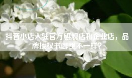 抖音小店入驻官方旗舰店和企业店，品牌授权书哪里不一样？
