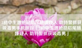3初中生遭抢劫后尾随嫌疑人 助特警抓获吸毒男手机跟踪「3初中生遭抢劫后尾随嫌疑人 助特警抓获吸毒男」