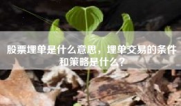 股票埋单是什么意思，埋单交易的条件和策略是什么？