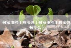 最常用的手机密码（最常用的手机密码有什么）