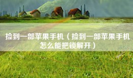 捡到一部苹果手机（捡到一部苹果手机怎么能把锁解开）