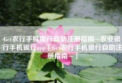 Get农行手机银行自助注册指南~农业银行手机银行app「Get农行手机银行自助注册指南~」