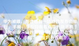 华为被曝，最近将有一场新品发布会举行，手机、平板均有看点华为新手机「华为被曝，最近将有一场新品发布会举行，手机、平板均有看点」
