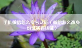 手机微信怎么实名认证（微信怎么改身份证实名认证）