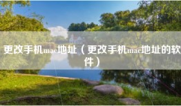 更改手机mac地址（更改手机mac地址的软件）