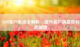 CRM客户系统全解析：提升客户满意度和忠诚度