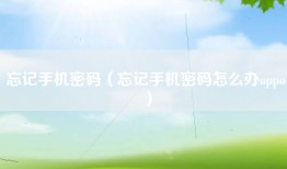 忘记手机密码（忘记手机密码怎么办oppo）
