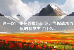 这一次！我在百度告诉你，当你请求百度时都发生了什么...