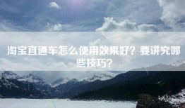 淘宝直通车怎么使用效果好？要讲究哪些技巧？