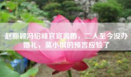 赵丽颖冯绍峰官宣离婚，二人至今没办婚礼，莫小棋的预言应验了