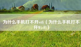 为什么手机打不开wifi（为什么手机打不开Wi-Fi）