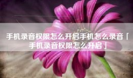 手机录音权限怎么开启手机怎么录音「手机录音权限怎么开启」