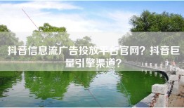 抖音信息流广告投放平台官网？抖音巨量引擎渠道？