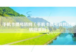 手机卡携号转网（手机卡携号转网还能转回来吗）
