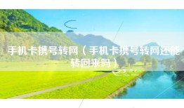 手机卡携号转网（手机卡携号转网还能转回来吗）