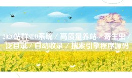 2020站群SEO系统／高质量养站／寄生虫／泛目录／自动收录／搜索引擎程序源码