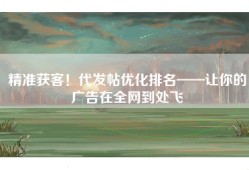 精准获客！代发帖优化排名——让你的广告在全网到处飞