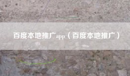百度本地推广app（百度本地推广）